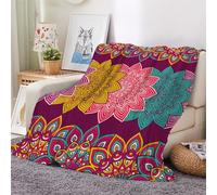 3D Flannel Blanket Mandala 150x200cm Aldult Microfiber Fleece Soft Warm Retro Flowers Throw Blanket for Bedspread Sofa Couch Bed All Season（style 24-3）