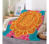 3D Flannel Blanket Mandala 150x200cm Aldult Microfiber Fleece Soft Warm Retro Flowers Throw Blanket for Bedspread Sofa Couch Bed All Season（style 48-19）