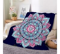 3D Flannel Blanket Mandala 180x220cm Aldult Microfiber Fleece Soft Warm Retro Flowers Throw Blanket for Bedspread Sofa Couch Bed All Season(style 22-19)