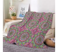 3D Flannel Blanket Mandala 200x200cm Aldult Microfiber Fleece Soft Warm Retro Flowers Throw Blanket for Bedspread Sofa Couch Bed All Season（style 34-18）