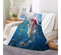 3D Flannel Blanket Maritime 100x130cm Kids Microfiber Fleece Soft Warm Jellyfish Ocean Throw Blanket for Bedspread Sofa Couch Bed All Season（style 31-7）