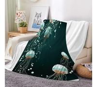 3D Flannel Blanket Maritime 100x130cm Kids Microfiber Fleece Soft Warm Jellyfish Ocean Throw Blanket for Bedspread Sofa Couch Bed All Season（style 31-8）