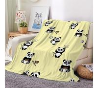 3D Flannel Blanket Panda 100x130cm Kids Microfiber Fleece Soft Warm Cartoon Panda Throw Blanket for Bedspread Sofa Couch Bed All Season（style 2-12）