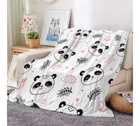 3D Flannel Blanket Panda 130x150cm Teenager Microfiber Fleece Soft Warm Cartoon Panda Throw Blanket for Bedspread Sofa Couch Bed All Season（style 47-14）