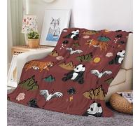 3D Flannel Blanket Panda 180x220cm Aldult Microfiber Fleece Soft Warm Cartoon Tiger Throw Blanket for Bedspread Sofa Couch Bed All Season（style 41-12）