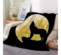3D Flannel Blanket Wolf 130x150cm Teenager Microfiber Fleece Soft Warm Animals Moon Throw Blanket for Bedspread Sofa Couch Bed All Season（style 12-18）