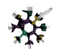 3D Fleur De Lis Mardi Gras 19-in-1 Snowflake Multi Tool, Stainless Steel Metal Snowflake Multitool with Keychain, Compact & Portable Tools for Outdoor Camping Survival Daily Use Gift for Men