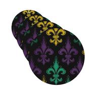 3D Fleur De Lis Mardi Gras Car Air Fresheners Cards Set of 4 Pieces,Long-Lasting Car Aromatherapy Tablets Hanging Scented Cards for Wardrobe Bathroom Rearview Mirror Hanging Ornament