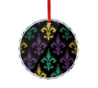 3D Fleur De Lis Mardi Gras Round Ornament Hanging Pendant Decor
