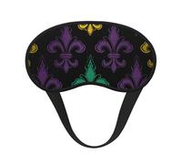 3D Fleur De Lis Mardi Gras Sleep Mask for Side Sleeper Soft Breathable Sleeping Eye Mask Blackout Silk Eye Sleep Shade Cover with Elastic Strap Night Blindfold for Women Men Travel Nap