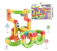 3D Flexible Race Track Set - Electric Motorized Car Track | Gřavity Defying Click Rail System | 67/129 Pieces Endless 3D Layouts Bridges Tunnels Loops STEM Building Toy for Kids Age 4-8 Boys Girls