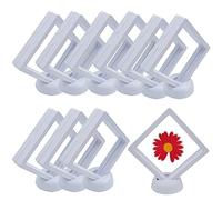 3D Floating Frame Display Holder,10 Pieces Floating Frame Suspension Display Holder Stands with Bases Coin Display Case Floating Effect Holder, for Ring Necklace Medallions Coin Collectibles