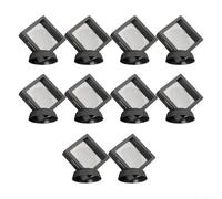 3D Floating Frame Holder Stand Box 5/10PCS Clear Display Case for Ring Coin Jewelry Collectibles with Reusable Transparent Film (Black 10PCS)
