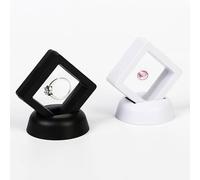 3D Floating Frame Jewelry Display Box, Transparent Acrylic Shadow Box for Necklaces, Rings, Watches & Collectibles, 50x50x20mm, ABS + Film, 10-P(White)