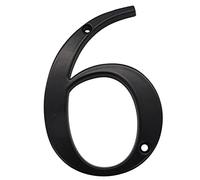 3D Floating House Plaque Number Black 4 Inch Modern for Door Plate Address Home Outside Digits Electroplated Alloy Big Mailbox Sign Digital 0-9, Screw Mounted, Weather Resistant, Non-Reflective (6)