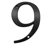 3D Floating House Plaque Number Black 4 Inch Modern for Door Plate Address Home Outside Digits Electroplated Alloy Big Mailbox Sign Digital 0-9, Screw Mounted, Weather Resistant, Non-Reflective (9)