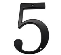 3D Floating House Plaque Number Black 4 Inch Modern for Door Plate Address Home Outside Digits Electroplated Alloy Big Mailbox Sign Digital 0-9, Screw Mounted, Weather Resistant, Non-Reflective (5)
