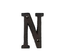 3D Floating House Plaque Numbers 0-9 Letters A-Z Dash & and Sign Black 8cm Metal Cast Iron Decoration Sign Doorplate DIY Cafe Wall, Includes Screws, for Indoor Outdoor Waterproofing Rustproof (N)