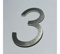 3D Floating House Plaque Numbers Brushed Stainless Steel Self Adhesive Digital Sticker Metal Number 2.5Inch Silver Doorplate Home Door Sign Exterior Signage, for Yard Street Mailbox Weatherproof (3)