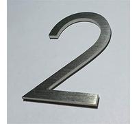 3D Floating House Plaque Numbers Brushed Stainless Steel Self Adhesive Digital Sticker Metal Number 2.5Inch Silver Doorplate Home Door Sign Exterior Signage, for Yard Street Mailbox Weatherproof (2)
