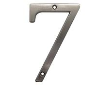 3D Floating House Plaque Numbers Silver Brushed Nickel 4 Inch Height Weatherproof Door Plate Address Digits Zinc Alloy Screw Mounted Big Mailbox Sign Exterior Signage #0-9, for Yard Street (7)