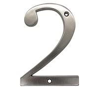 3D Floating House Plaque Numbers Silver Brushed Nickel 4 Inch Height Weatherproof Door Plate Address Digits Zinc Alloy Screw Mounted Big Mailbox Sign Exterior Signage #0-9, for Yard Street (2)