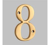 3D Floating House Plaque Numbers Solid Brass 4 Inch Letter Golden Modern Number Apartment Door Digital Alphabet Home Mailbox Outdoor Address Outdoor Sign Plates Exterior Signage, Screw Mounted (8)