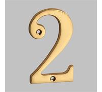 3D Floating House Plaque Numbers Solid Brass 4 Inch Letters Golden Modern Number Apartment Door Digital Alphabet Home Mailbox Outdoor Address Outdoor Sign Plates Exterior Signage, Screw Mounted (2)