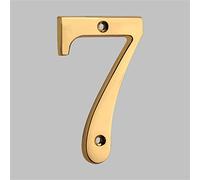 3D Floating House Plaque Numbers Solid Brass 4 Inch Letters Golden Modern Number Apartment Door Digital Alphabet Home Mailbox Outdoor Address Outdoor Sign Plates Exterior Signage, Screw Mounted (7)