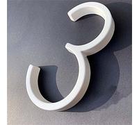 3D Floating White House Plaque Numbers 0-9 Doorplate Letters AB 5 Inch Metal Address Dash Sign Plate Zinc Alloy Lacquered Screw Mounted, Outdoor Yard Street Door Home Mailbox Exterior Signage (3)