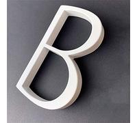 3D Floating White House Plaque Numbers 0-9 Doorplate Letters AB 5 Inch Metal Address Dash Sign Plate Zinc Alloy Lacquered Screw Mounted, Outdoor Yard Street Door Home Mailbox Exterior Signage (B)