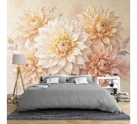 3D Floral Embossed Wallpaper for Bedroom Luxury Large Cream Flower Wall Mural Cream Non Woven Cream Botanical Photo Wallpaper Wall Art for Living Room Tv Background Cream Flower 100 × 70 Cm (W × H