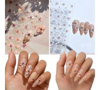 3D Floral Nail Stickers - Self-Adhesive 5D Embossed Jelly Ice Flower with Half-Transparent Petals - DIY Nail Art Accessories, Ideal for Summer Manicure Decoration 2 Sheet