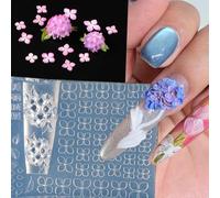 3D Floral Nails Art Silicone Mold for Gel Polish Design with Detailed Petal Texture Embossed Nails Stencil Mold with Food Grade Silicone