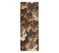 3d Floral Petunia Brown Design yoga exercise mat for exercise printed, non slip, yoga matt towel with bag tapete para ejercicio 71x26 inches