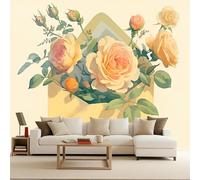 3D Floral Wall Mural Wallpaper Non-Woven for Living Room, Bedroom, Children's Room Love Letter Flowers Large Photo Wallpaper for Tv Background Naturalism 400x280cm