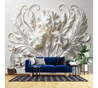 3D Floral Wallpaper 240X160Inch Iris Flower Wall Paper Elegant Botanical Bedroom Wallpaper Grain Floral Leaves Poster Photo Wall Mural Embossed Relief Textured Home Decor Iris 600X400Cm(W X H)