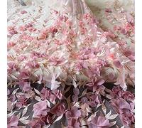3D Flower Bridal Embroidered Lace Fabric Blossom Fabrics for Gauze Costume Prom Skirt Sewing Lace 51 inches Width (1 Yard,Peach)