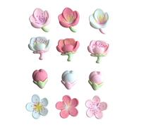 3D Flower Clog Charms 12pcs - Cherry Blossom Shoe Charms, Japanese Floral Aesthetic Accessories for Women & Girls, Spring Kawaii Style