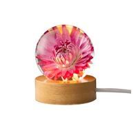 3D Flower Crystal Ball Night Light - Glass Lamp with Wooden Base and Daisy Flower for Home Table Decorations and Birthday Gifts