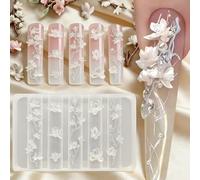 3D Flower Mold for Nails Charms Magnolia Blossom Silicone Nail Molds Branches Petals Flowers Nail Art Molds Spring Floral Gel Mold for Nails Design Manicure Templates Tools Supplies Accessories