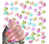 3D Flower Nail Charms, 100 Pcs Colorful Summer Hibiscus Hawaii Flower Nail Rhinestones Gems Clear Resin Lily Floral Nail Art Studs for Manicure Designs DIY Crafts Scrapbooking (Multi-Colored D)