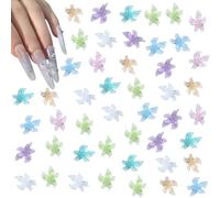 3D Flower Nail Charms, 100 Pcs Colorful Summer Hibiscus Hawaii Flower Nail Rhinestones Gems Clear Resin Lily Floral Nail Art Studs for Manicure Designs DIY Crafts Scrapbooking (Multi-Colored C)