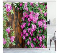 3D Flower Plants Shower Curtain Retro Wood Planks Shower Curtains Mould Proof Resistant Waterproof Polyester Fabric Bathroom Curtains 180 x 180 cm Bath Curtain for Wet Rooms E-3029