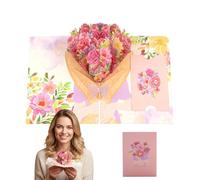 3D Flower PopUp Card, 2026 New Flower Bouquet Card, Foldable Love Message & For Valentin and Envelopes Note with Everlasting
