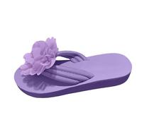 3D Flower Sandals for Women 2026, UK 6.5 2026 Flatform Thongs Sandals Flip Flops Summer Slip on Beach Wedding Vacation Shoes Dressy Comfortable Slide Sandal Light Violet Footwear
