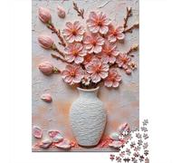 3D Flower Vase Art 1000 Pieces Jigsaw Puzzles for Weekend Hobbyists Sturdy Cardboard Home Decoration Wall Display Spring Festival Gift Brain Game Puzzle 70x50cm/1000pcs