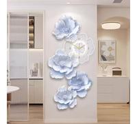 3D Flower Wall Clock with LED Light, Petals Silent Decorative, Modern Floral Art Decor for Living Room Bedroom, Night (Blue 70x150cm/27.5x59in)