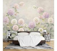 3D Flower Wall Mural Wallpaper Non-Woven 450 x 320 cm Watercolor Clover Floral Mural Photo Wallpaper for Living Room Bedroom Hallway Feature Wall Home Decor