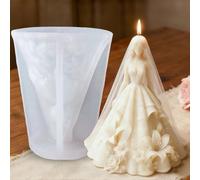 3D Flower Wedding Dress Candle Molds Silicone Bride Gown Resin Molds for Epoxy Casting Soy Wax Soap Making Candle Making Supplies Bridal Statue Silicone Mold (1 Pcs)
